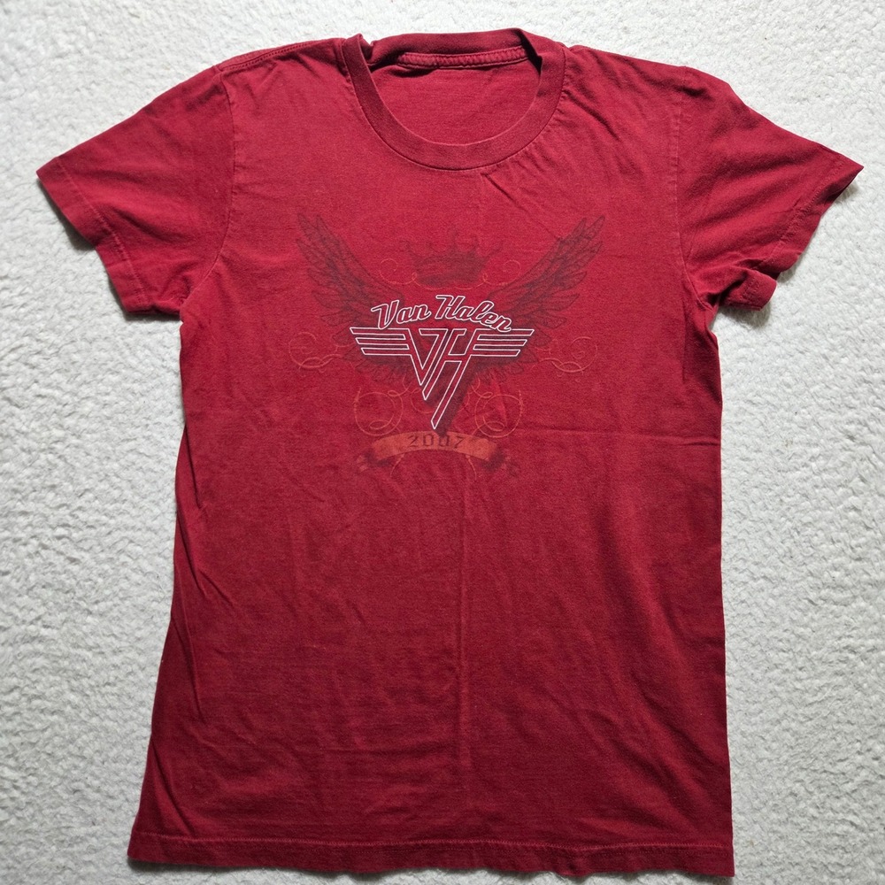 Van Halen T-Shirt Women Small Red 2007 Tour Graphic Rock Band Concert Tee Y2K